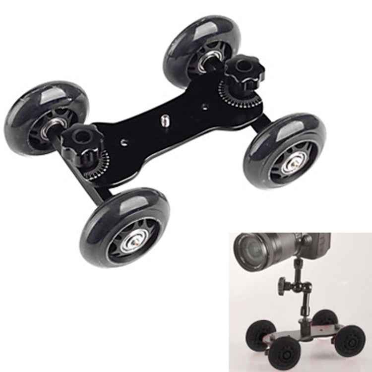 DEBO First Generation Camera Truck / Floor Table Video Slider Track Dolly Car for DSLR Camera / Camcorders, Black