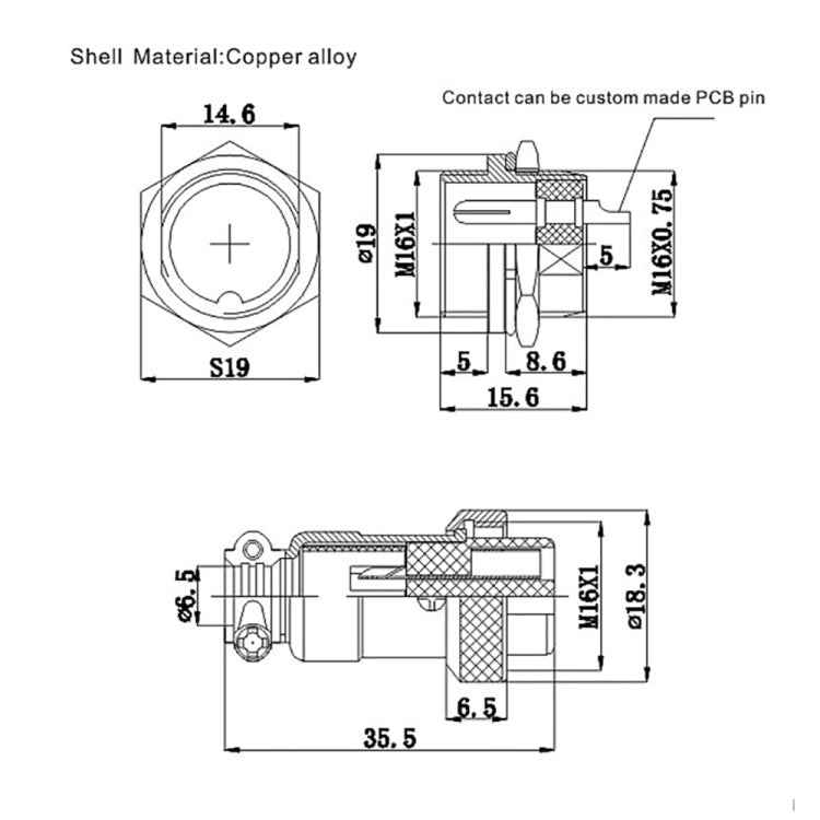 DIY 16mm 7-Pin GX16 Aviation Plug Socket Connector (5 Pcs in One Package, the Price is for 5 Pcs)
