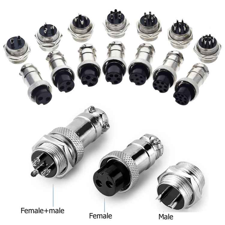 DIY 16mm 6-Pin GX16 Aviation Plug Socket Connector (5 Pcs in One Package, the Price is for 5 Pcs)