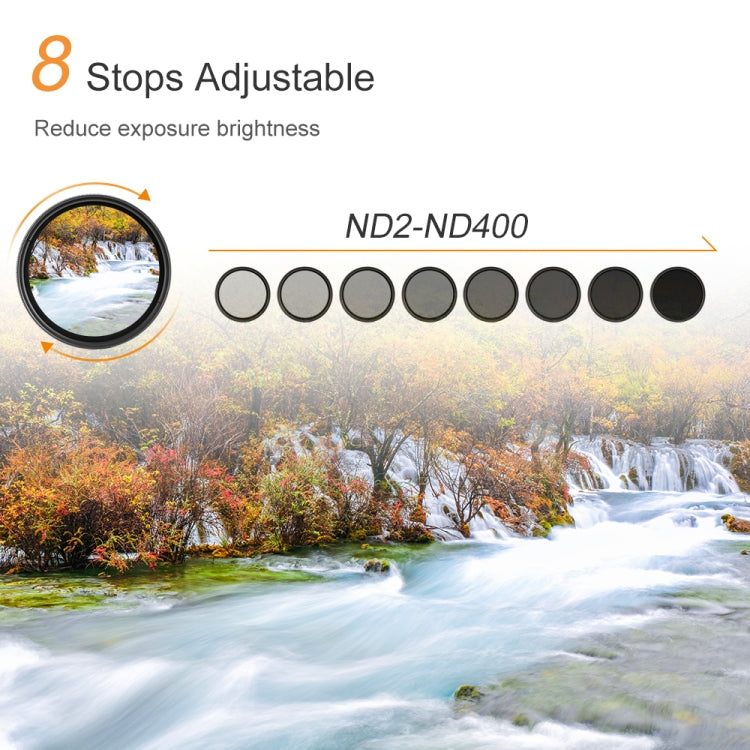 72mm ND Fader Neutral Density Adjustable Variable Filter ND 2 to ND 400 Filter