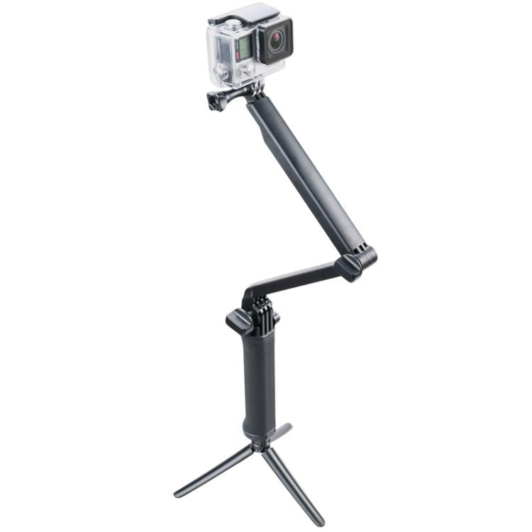 3-Way Multi Function Extendable Monopod Tripod Folding Rotating Arm Camera Handle for GoPro, Insta360, DJI and Other Action Cameras