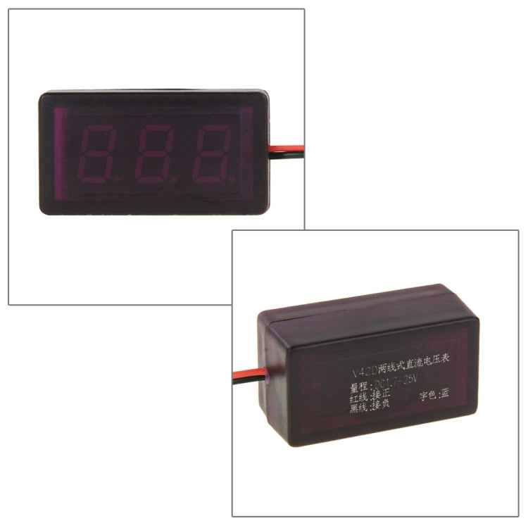 V42D 2 Wires Red Light Display Mini Digital Voltage Panel Meter, Measure Voltage: DC DC 1.7-25V