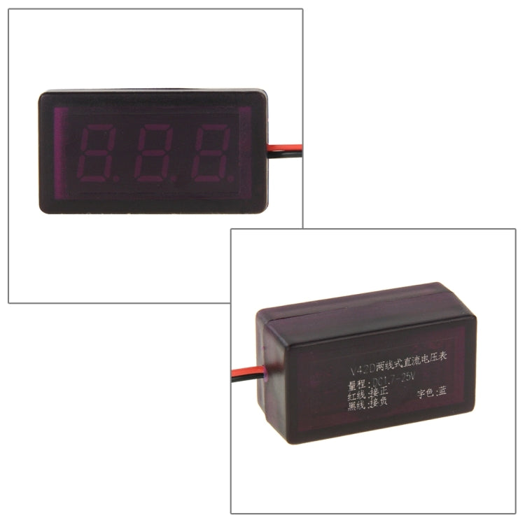 V42D 2 Wires Red Light Display Mini Digital Voltage Panel Meter, Measure Voltage: DC DC 1.7-25V, S-DT-0537G, S-DT-0537L, S-DT-0537R