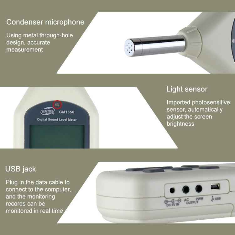 Digital Sound Level Meter with USB Port(Range: 30dB~130dB)