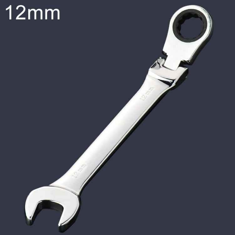 12mm Dual-use Opening Plum Ratcheting Angled Wrench , Length: 16.5cm