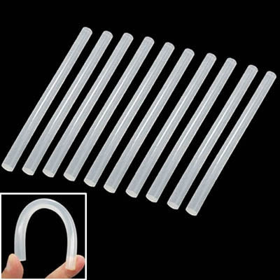 10 barras de pegamento termofusible blancas transparentes prácticas, tamaño: 270 x 11 mm (10 piezas en un paquete, el precio es por 10 piezas), 270 x 11 mm