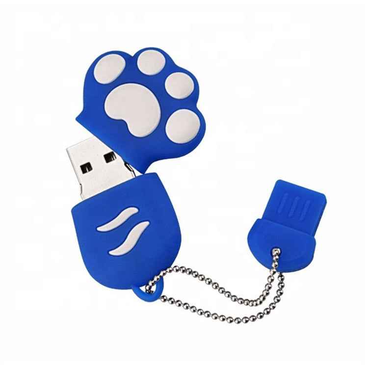 16GB Bear Paw Shaped Silicone USB 2.0 Flash Disk with Anti Dust Cup, 16GB (Blue)