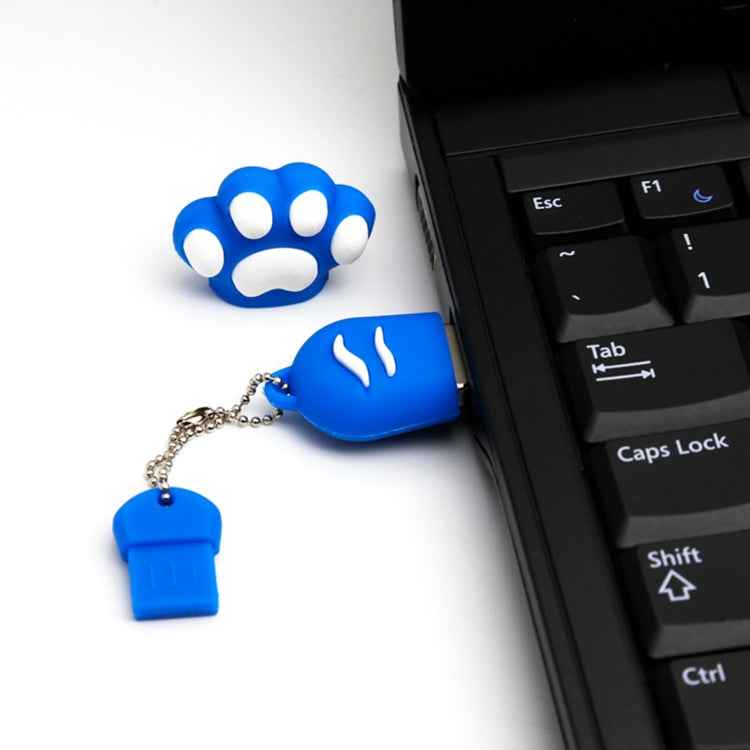 16GB Bear Paw Shaped Silicone USB 2.0 Flash Disk with Anti Dust Cup, 16GB (Blue)