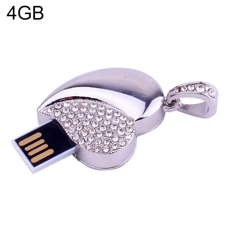 Silver Heart Shaped Diamond Jewelry USB Flash Disk, Special for Valentines Day Gifts , 2GB, 4GB, 8GB, 16GB, 32GB