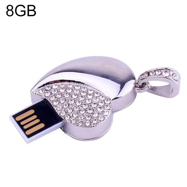 Silver Heart Shaped Diamond Jewelry USB Flash Disk, Special for Valentines Day Gifts , 2GB, 4GB, 8GB, 16GB, 32GB