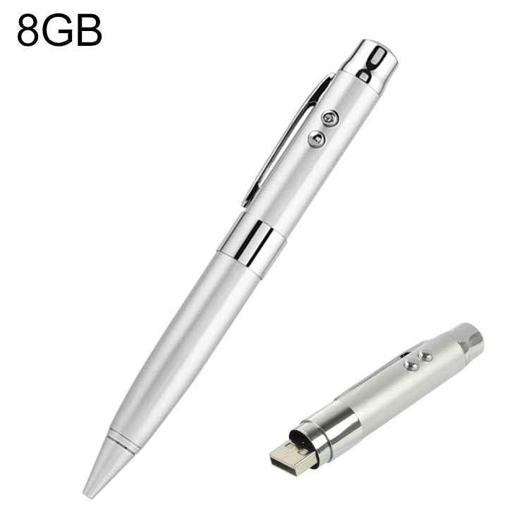 3 in 1 Laser Pen Style USB Flash Disk, Silver (16GB), 2GB (Silver), 4GB (Silver), 8GB (Silver), 16GB (Silver), 2GB (Black), 4GB (Black), 8GB (Black), 16GB (Black)