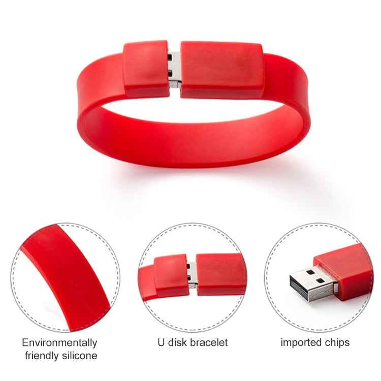 16GB Silicon Bracelets USB 2.0 Flash Disk, 16GB (Black)