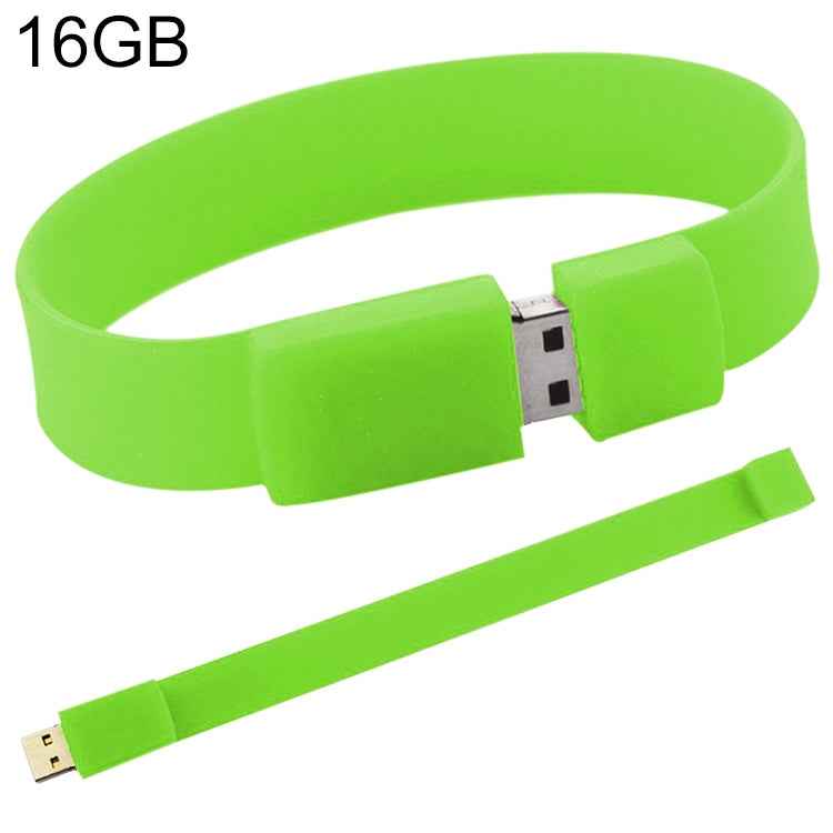 16GB Silicon Bracelets USB 2.0 Flash Disk, 16GB (Green)