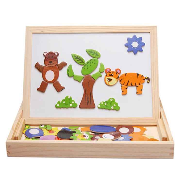 Animal Puzzle Magnetic Double Side Drawing Board, Animal 1