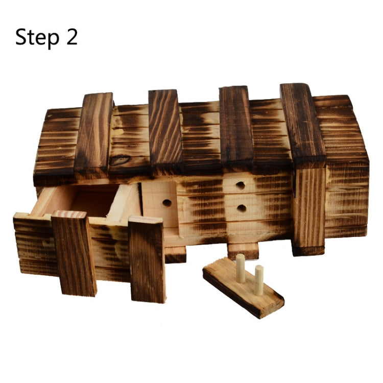 Magic Compartment Wooden Puzzle Box with Secret Drawer, Size: L, Size : L