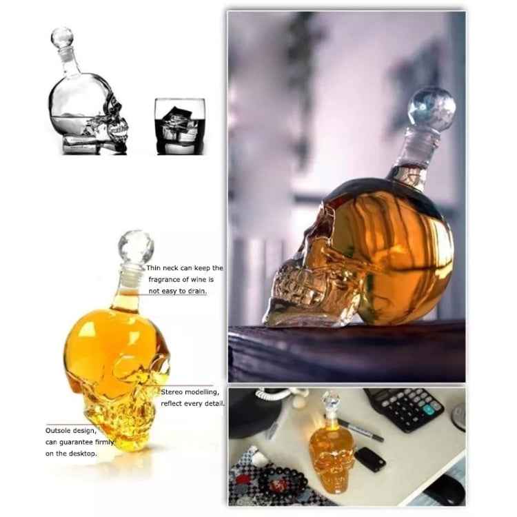 Crystal Glass Skull Bottle for Vodka & Whiskey & Beer Liqueur & Red Wine & Other Beverage, 1000ML