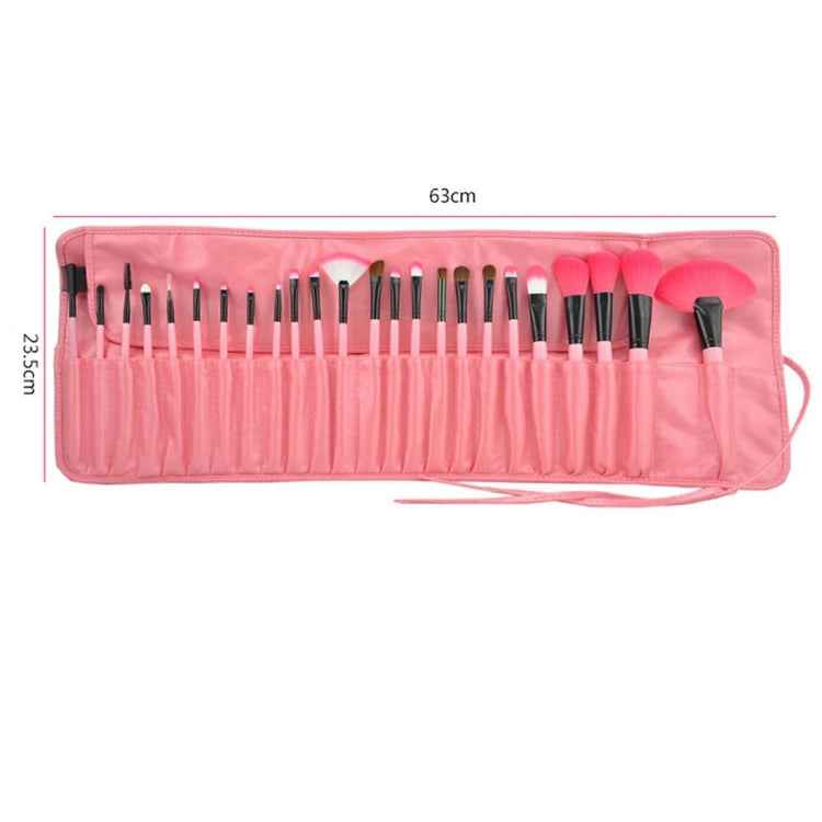 24 PCS Goat Hair Pink Handle Makeup Brush Set with Pink Pouch