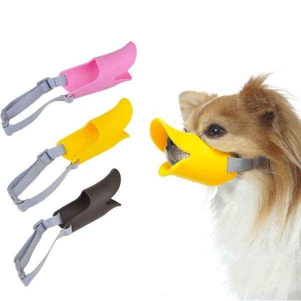 Cute Duck Mouth Shape Silicone Muzzle for Pet Dog, Size: L, L Pink, L Yellow, L Coffee