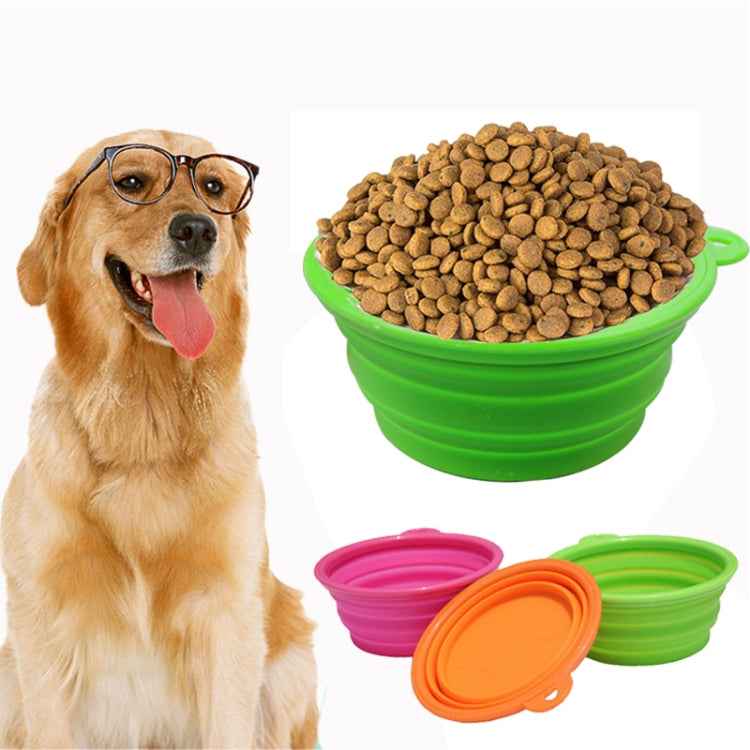 Portable Stretchable Silicon Food Feeder Dish Serving Bowl Water Container for Cat Dog Pet (Random Color Delivery), Stretchable Silicon Food Feeder