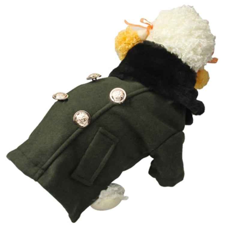 Gorgeous Woolen Cloth with Fur Collar Dog Coat Pet Clothes, Size: XL , Size: S(Deep Green), Size: M (Deep Green), Size: L (Deep Green), Size: XL (Deep Green)