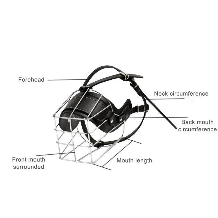 Steel Cage Style Dog Basket Wire Muzzle Protective Snout Cover with Leather Strap, Size: XXL, Size: XXL