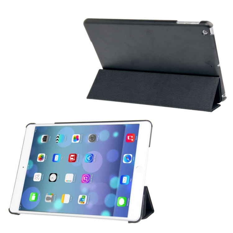3-folding Leather Cover Frosted Plastic Case with Holder & Sleep / Wake-up Function for iPad Air