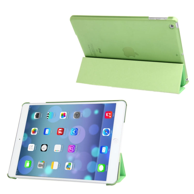 3-folding Leather Cover Frosted Plastic Case with Holder & Sleep / Wake-up Function for iPad Air