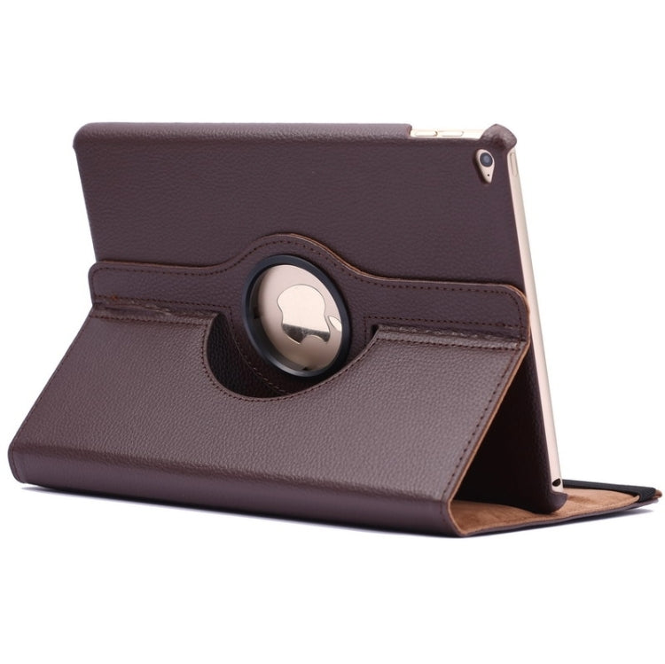 Funda de cuero con tapa y rotación de 360 grados con textura de lichi y soporte de 2 velocidades para iPad Air 2.