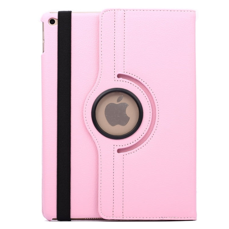 Funda de cuero con tapa y rotación de 360 grados con textura de lichi y soporte de 2 velocidades para iPad Air 2.