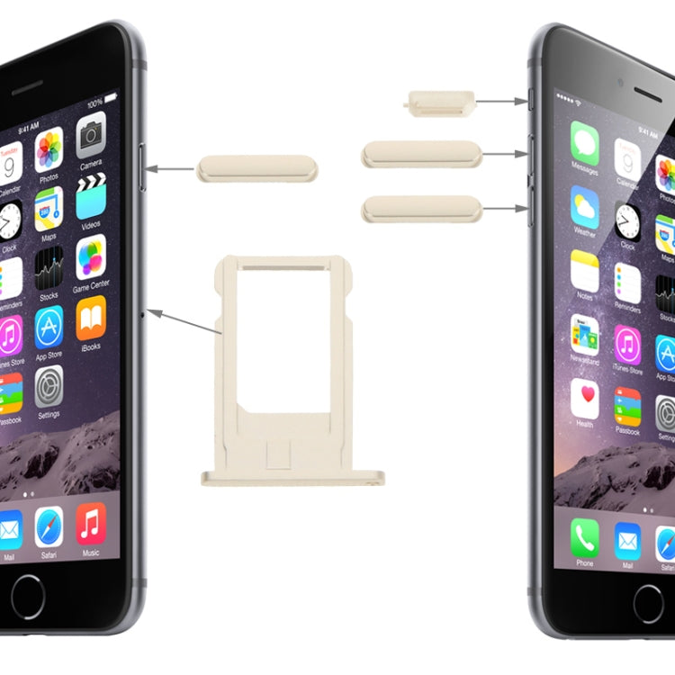 Card Tray & Volume Control Key & Screen Lock Key & Mute Switch Vibrator Key Kit for iPhone 6, For iPhone 6 (Kit)