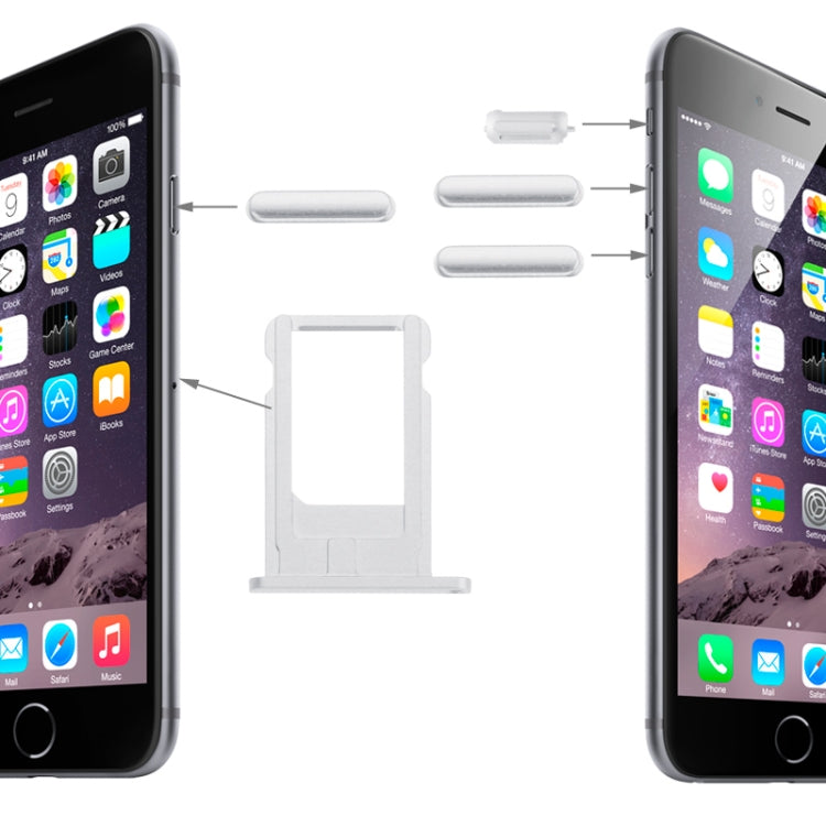 Card Tray & Volume Control Key & Screen Lock Key & Mute Switch Vibrator Key Kit for iPhone 6, For iPhone 6 (Kit), For iPhone 6