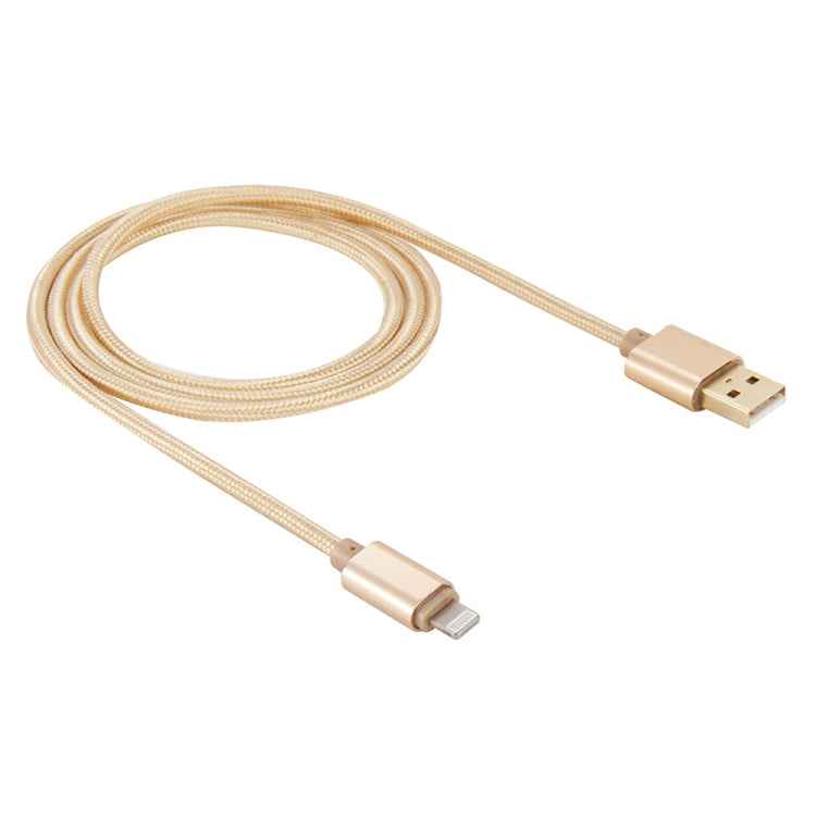 1m Woven Style Metal Head 8 Pin to USB Data Sync Charging Cable for iPhone, iPad