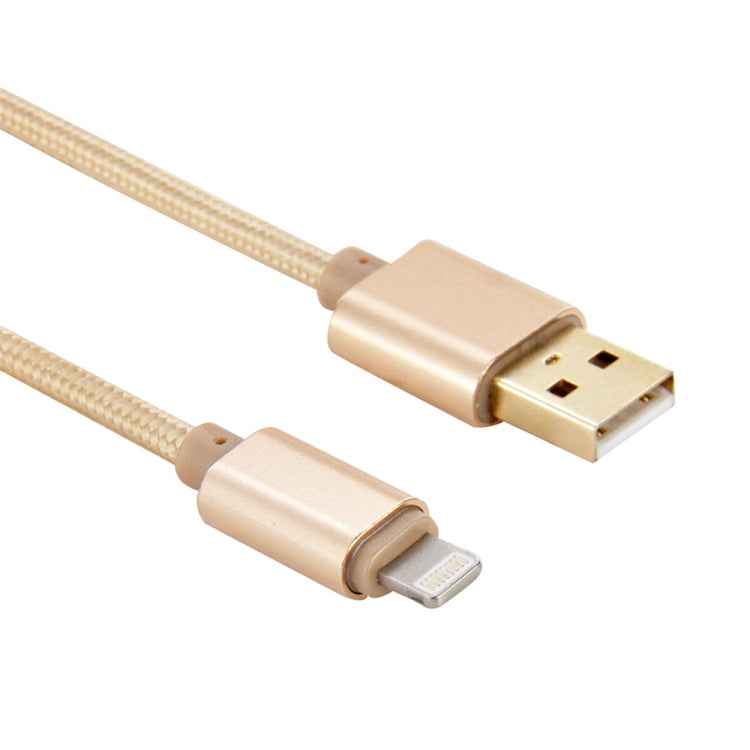 1m Woven Style Metal Head 8 Pin to USB Data Sync Charging Cable for iPhone, iPad