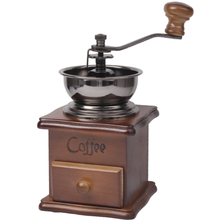 Manual Coffee Mill Wood Stand Bowl Antique Hand Coffee Bean Grinder, Wood