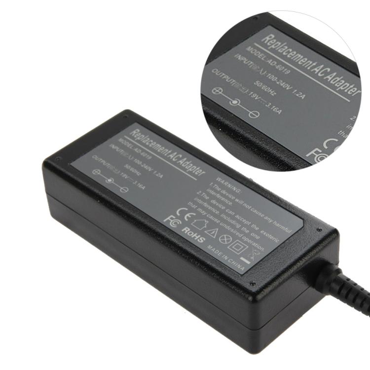 AD-6019 60W 19V 3.16A AC Adapter for Samsung Laptop, Output Tips: 5.5mm x 3.0mm