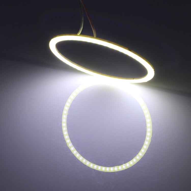 80mm 5W 180LM Angel Eyes Circles Car Headlight COB LED Lights for Vehicles, DC 12-24V, 80mm Blue Light, 80mm White Light