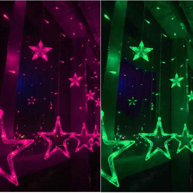 8-Mode Colorful 10 Stars Style Light Christmas Decorative Icicles Strip Light, EU Plug