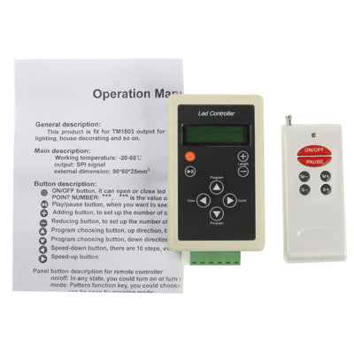 SPI Controller with RF Remote Controller for LED Strip Light, DC 12V