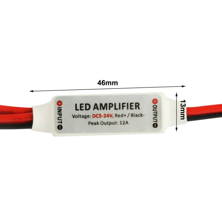 Mini LED Amplifier for Single Color 3528 / 5050 LED Strip, DC 5-24V / 12A