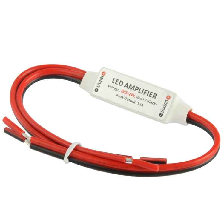 Mini LED Amplifier for Single Color 3528 / 5050 LED Strip, DC 5-24V / 12A