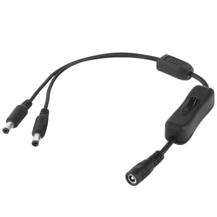 5.5 x 2.1mm Female to 2x Male DC Power Cable Connector with Switch for LED Strip, Length: 30cm