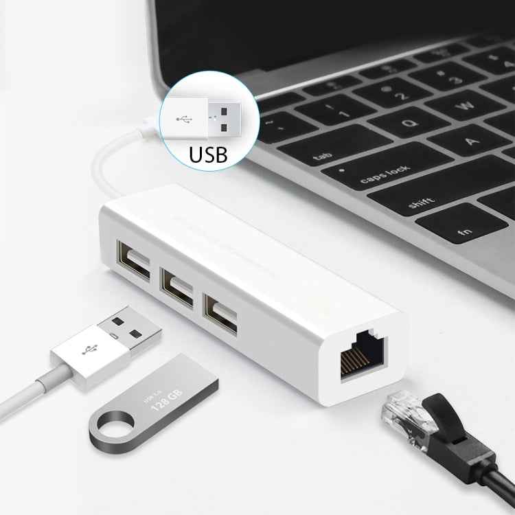 USB 2.0 Ethernet Network Adapter + 3 Ports USB HUB