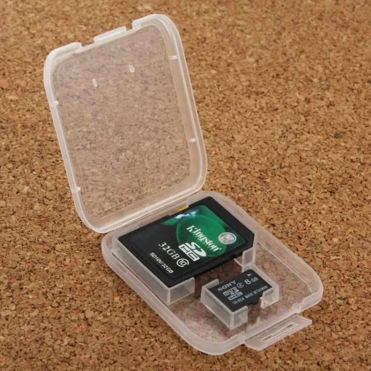 100Pcs Transparent Plastic Storage Card Box for SD Card + Micro SD Card(TF Card)
