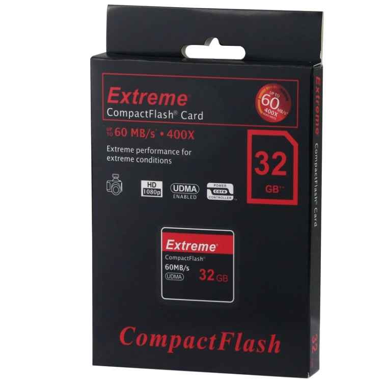 32GB Extreme Compact Flash Card, 400X Read Speed, up to 60 MB/S (100% Real Capacity)