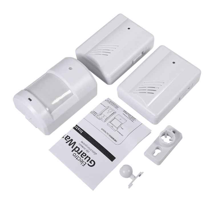 2 to 1 PIR Infrared Sensors Wireless Doorbell Alarm Detector for Home / Office
