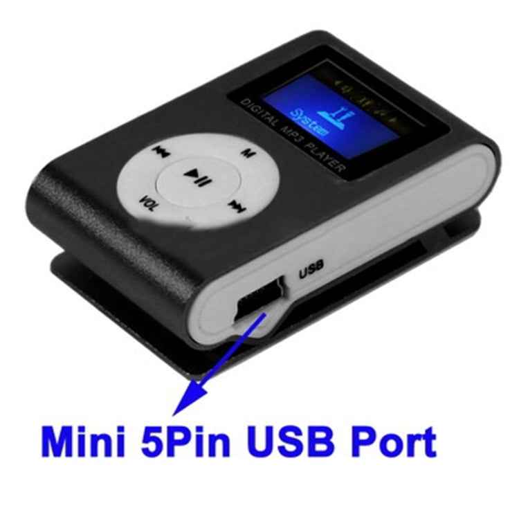 TF / Micro SD Card Slot MP3 Player with LCD Screen, Metal Clip