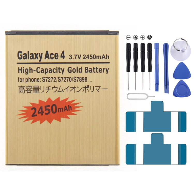 Batterie de remplacement professionnelle haute capacité 2450 mAh pour Galaxy Ace 4 / S7272 / S7270 / S7898, S7272 Gold 2450 mAh