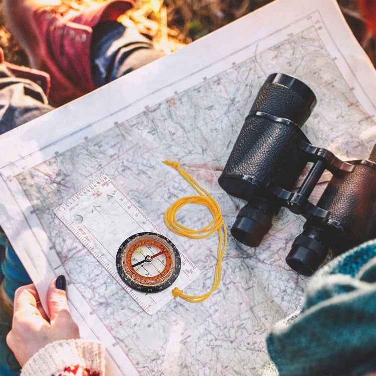 2 in 1 Compass with Map Measuring Ruler Lanyard Emergency Survival Tool
