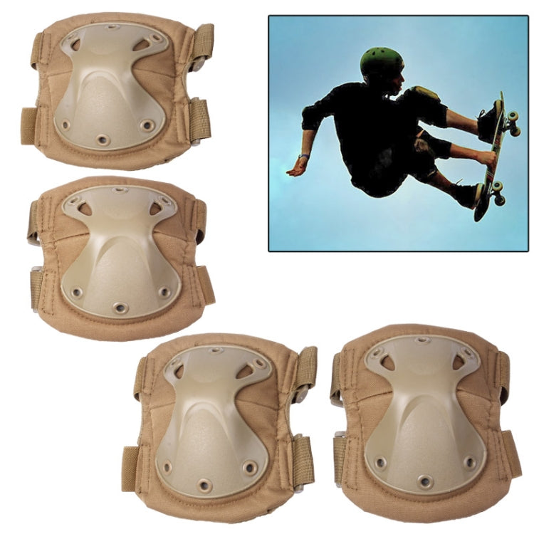 Knee and Elbow Pads Set, Pads Set(Yellowish Brown)