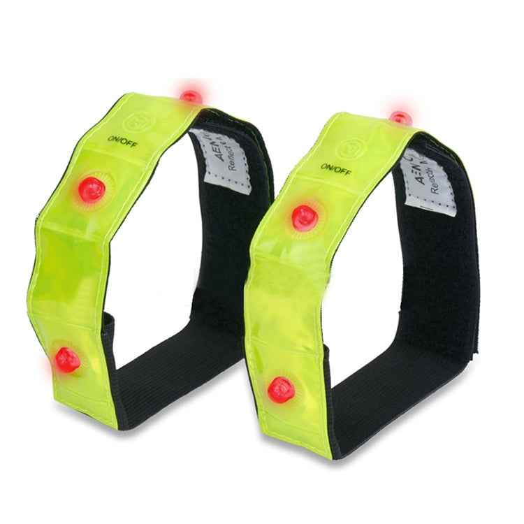 2 PCS 4 LED Lights Safety Run Reflective Arm / Leg Bands, 2PCS 4LED